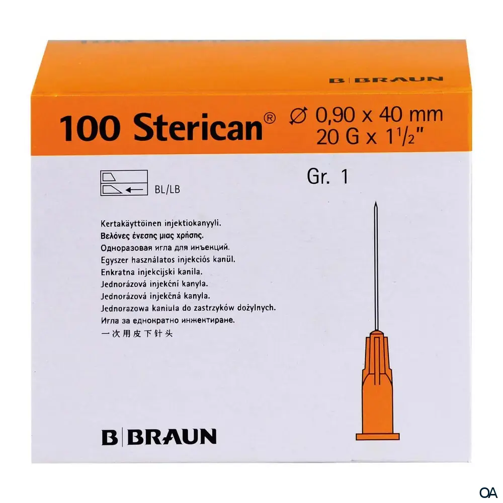 Sterican® Standard Gr.1 G20 x 1 ½", Ø 0,90 x 40 mm, gelb Sterican® Standard Gr.1 G20 x 1 ½", Ø 0,90 x 40 mm, gelb