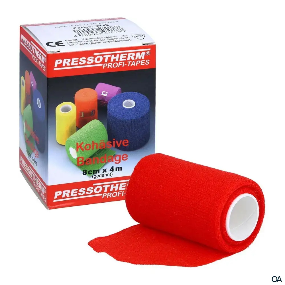 Pressotherm® Bandage Kohäsive Elastische Fixierbinde 8 cm x 4 m - Rot