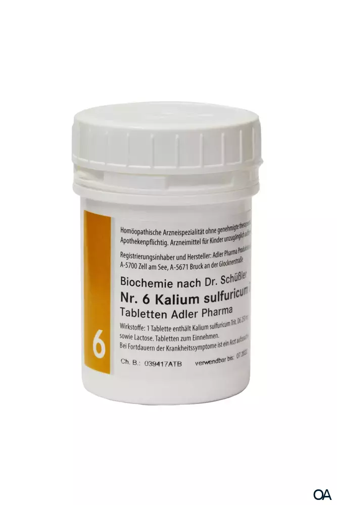 Schüßler Salz Adler Nr. 6 Kalium sulfuricum D6 Tabletten Schüßler Salz Adler Nr. 6 Kalium sulfuricum D6 Tabletten