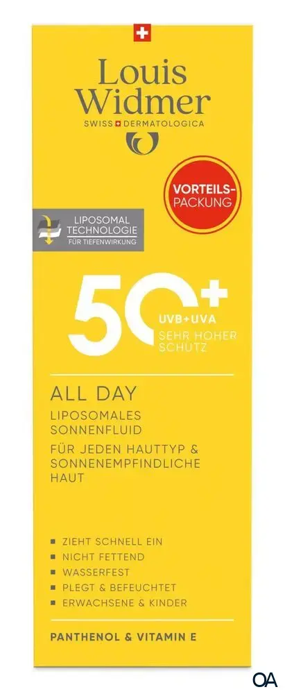 Louis Widmer suncare All Day 50+ Liposomales Sonnenfluid - leicht parfümiert Louis Widmer suncare All Day 50+ Liposomales Sonnenfluid - leicht parfümiert