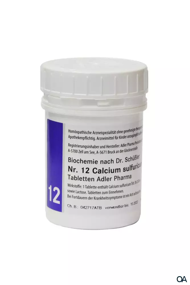 Schüßler Salz Adler Nr. 12 Calcium sulfuricum D6 Tabletten Schüßler Salz Adler Nr. 12 Calcium sulfuricum D6 Tabletten