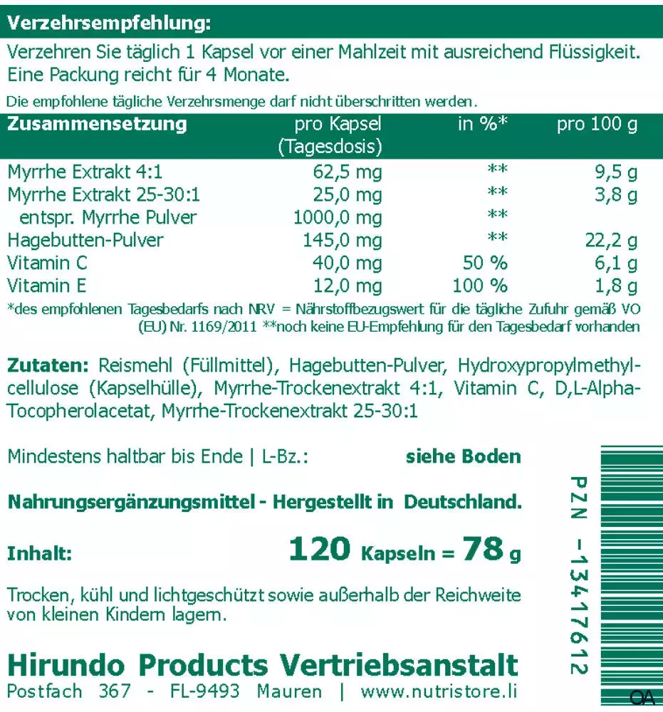 The Nutri Store Myrrhe Hagebutten Kapseln The Nutri Store Myrrhe Hagebutten Kapseln