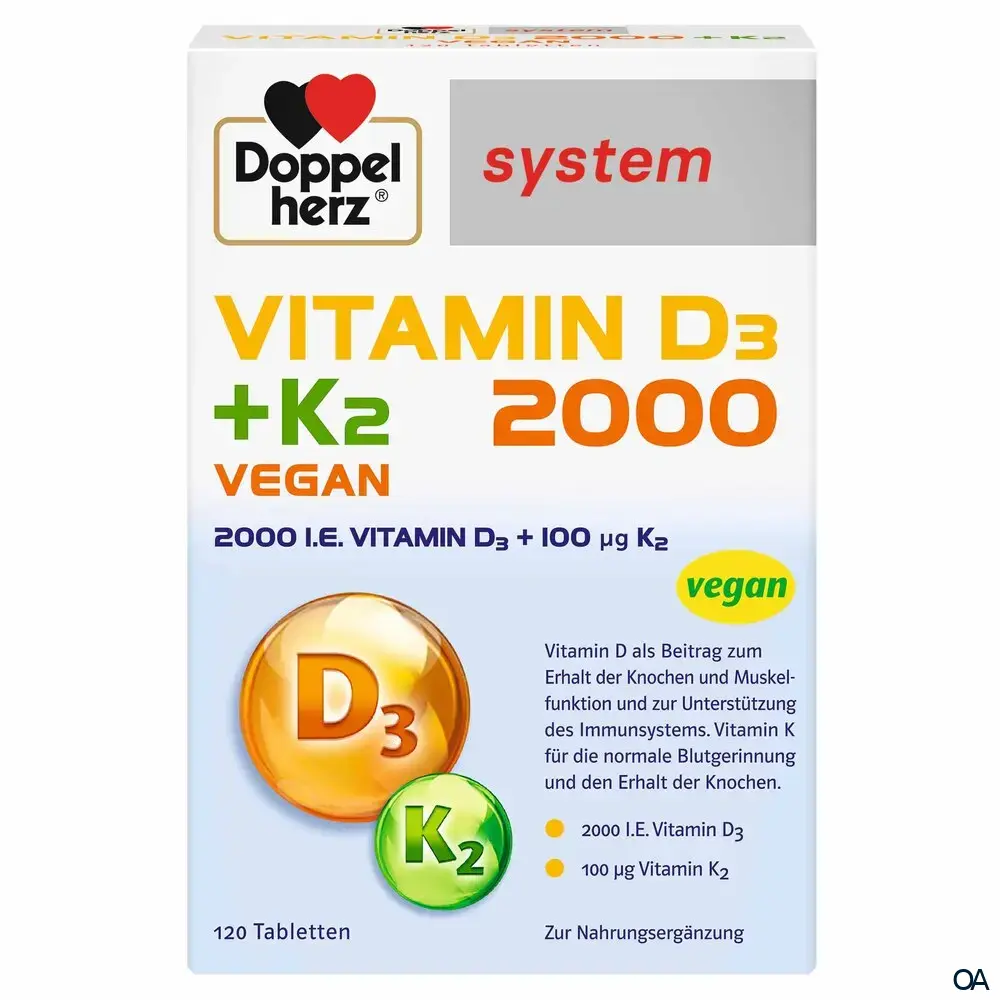 Doppelherz system VITAMIN D3 2000 + K2 VEGAN Tabletten