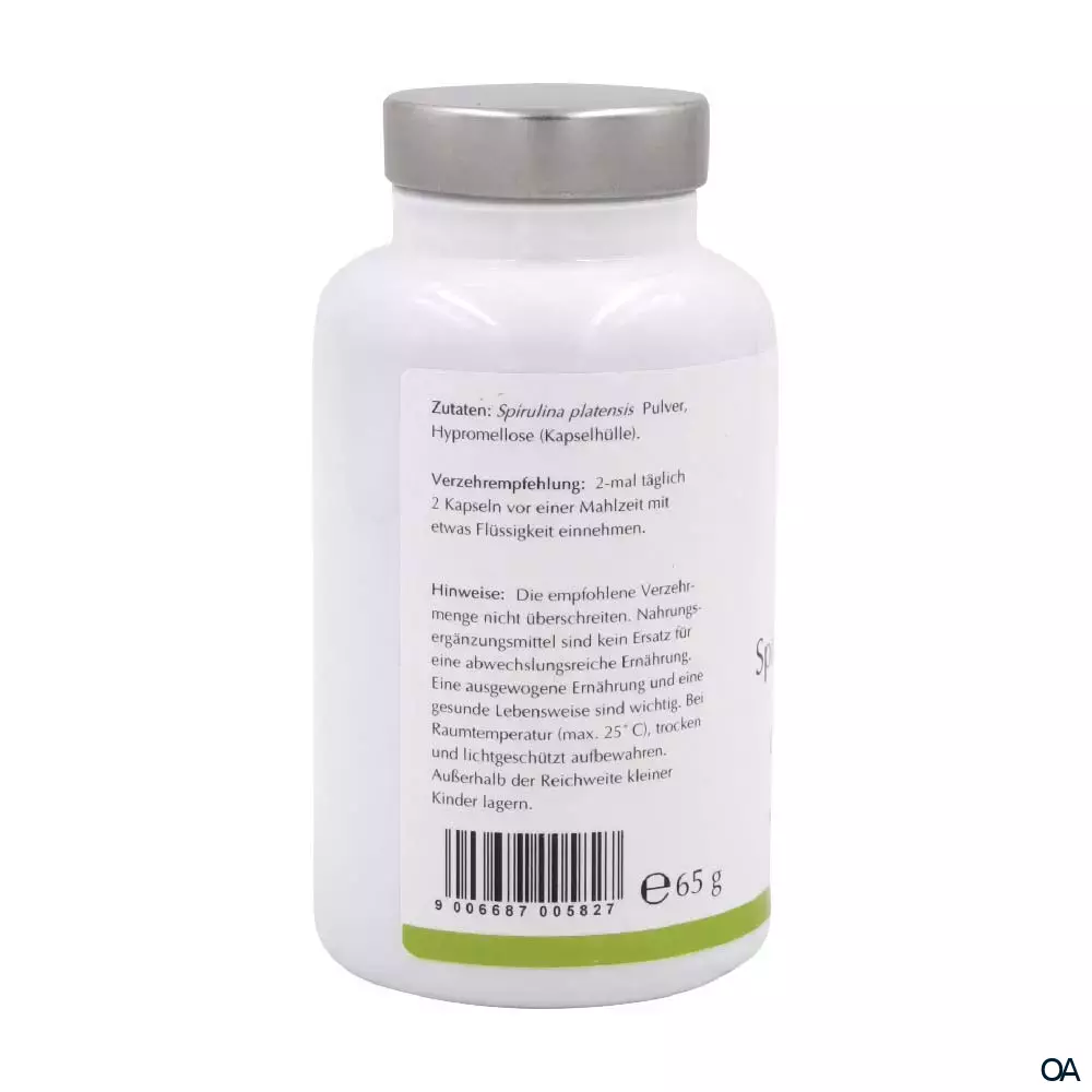 Melasan Spirulina Platensis Grüne Mikroalge Kapseln Melasan Spirulina Platensis Grüne Mikroalge Kapseln