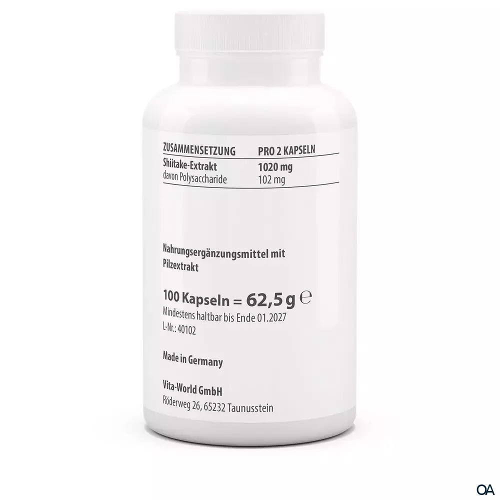 Vitaworld Shiitake Extrakt 500 mg Kapseln Vitaworld Shiitake Extrakt 500 mg Kapseln