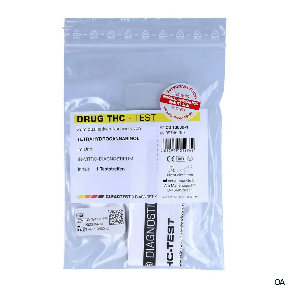 Cleartest Tetrahydrocannabinol (THC) 50 ng/ml Drogenteststreifen Cleartest Tetrahydrocannabinol (THC) 50 ng/ml Drogenteststreifen
