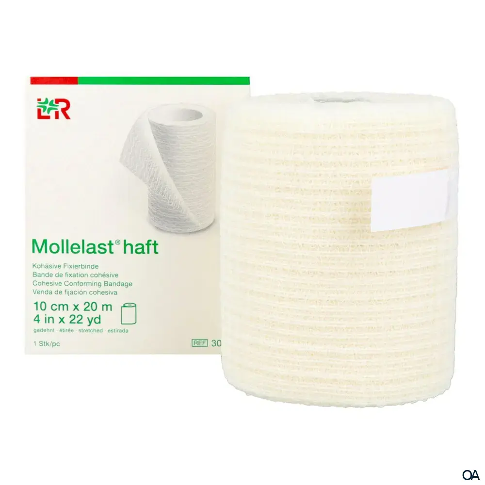 Mollelast® haft Kohäsive bielastische Fixierbinde weiß, 10 cm x 20 m