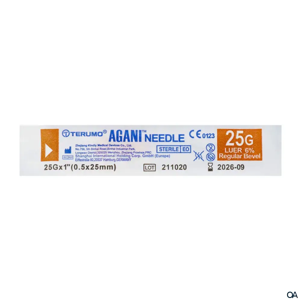 Terumo® Agani™ Einmal-Kanüle 25G x 1", Ø 0,5 x 25 mm, orange