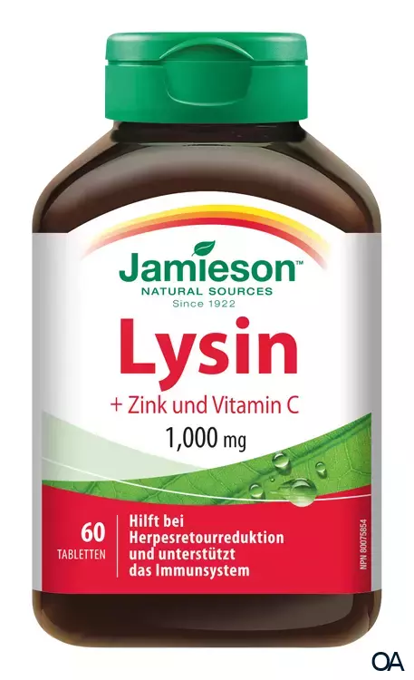 Jamieson Lysin + Zink und Vitamin C 1000 mg Tabletten Jamieson Lysin + Zink und Vitamin C 1000 mg Tabletten