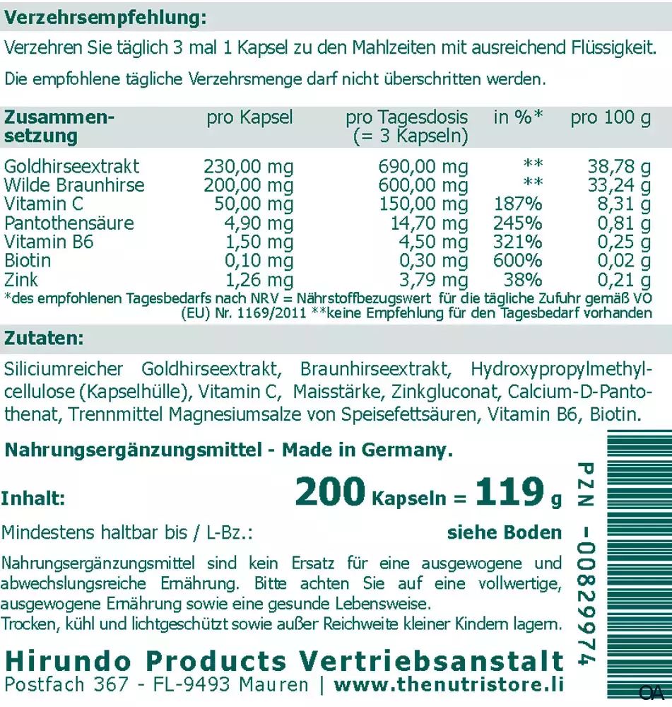 The Nutri Store Süßgras Haarfit Kapseln The Nutri Store Süßgras Haarfit Kapseln