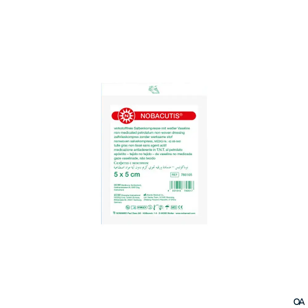 Nobacutis® wirkstofffreie Salbenkompresse mit weißer Vaseline steril, 10 x 10 cm