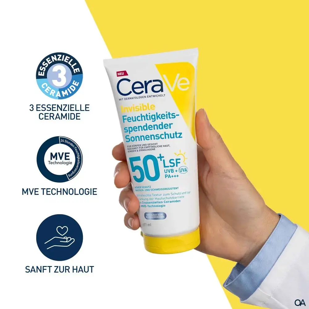 CeraVe Invisible Feuchtigkeitsspendender Sonnenschutz LSF 50+