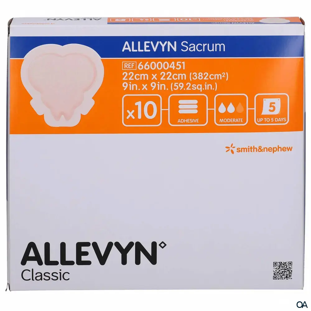 ALLEVYN SACRUM Haftender hydrozellulärer Schaumverband steril, 22 x 22 cm