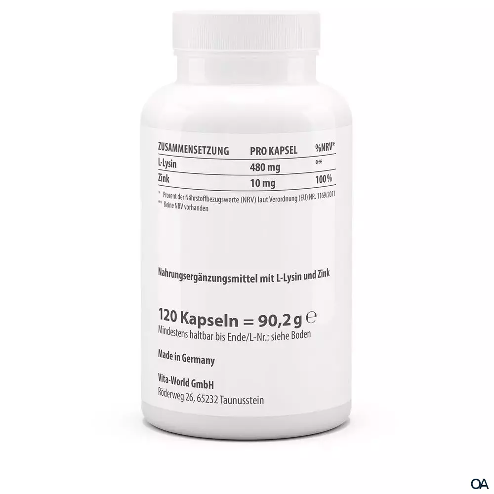 Vitalworld Lysin 600 mg plus Zink 10 mg Kapseln Vitalworld Lysin 600 mg plus Zink 10 mg Kapseln