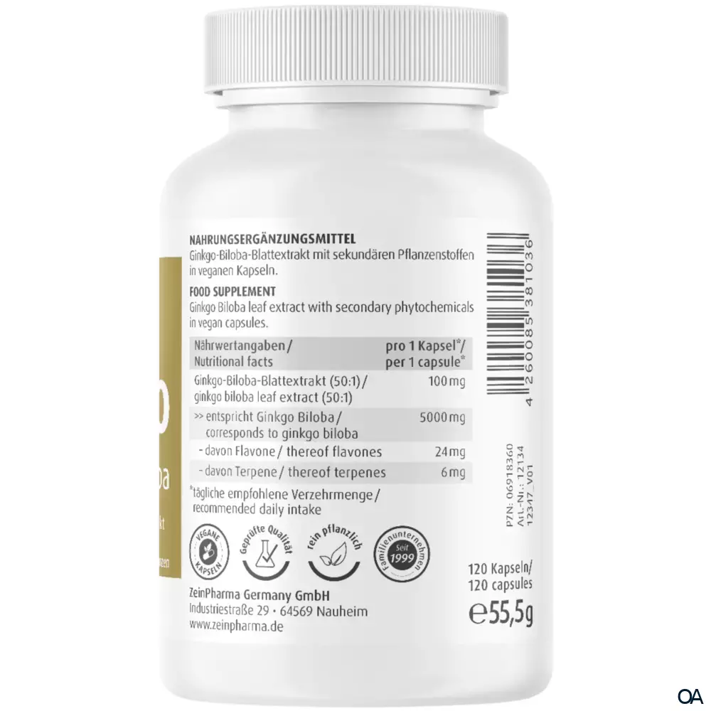 ZeinPharma Ginkgo Biloba 5000 Kapseln