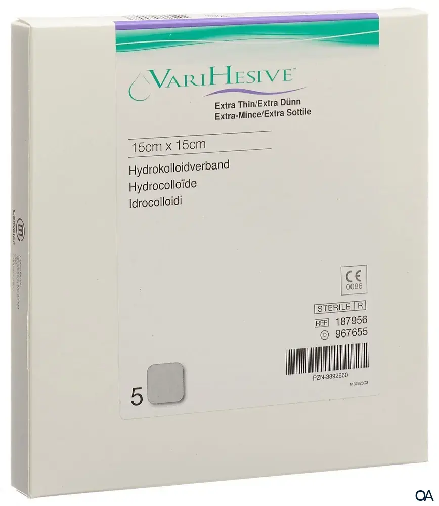 ConvaTec VARIHESIVE® Extra dünn Hydrokolloidverband steril, 15 x 15 cm ConvaTec VARIHESIVE® Extra dünn Hydrokolloidverband steril, 15 x 15 cm