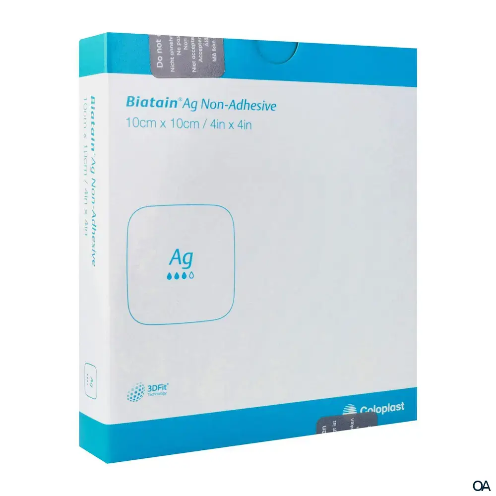 Biatain® Ag Non-Adhesive Nichthaftender Schaumverband mit Silber steril, 10 x 10 cm