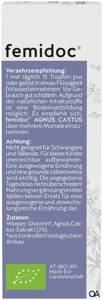femidoc® AGNUS CASTUS PMS* Tropfen Bio femidoc® AGNUS CASTUS PMS* Tropfen Bio