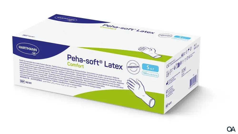 Peha-soft® Latex Comfort Untersuchungshandschuhe, unsteril, puderfrei - Größe S
