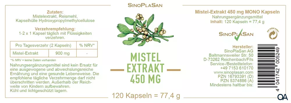SinoPlaSan Mistelextrakt 450 mg MONO Kapseln SinoPlaSan Mistelextrakt 450 mg MONO Kapseln