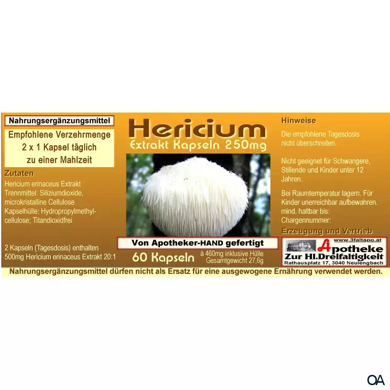 Hericium 250 mg Kapseln Hericium 250 mg Kapseln