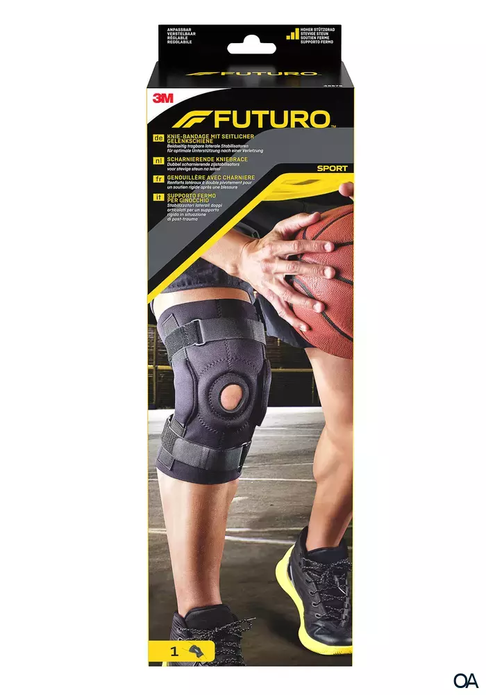 FUTURO™ Sport Kniebandage mit seitlicher Gelenkschiene, verstellbar FUTURO™ Sport Kniebandage mit seitlicher Gelenkschiene, verstellbar