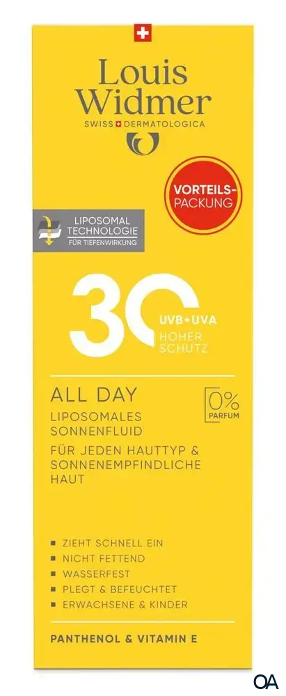 Louis Widmer suncare All Day 30 Liposomales Sonnenfluid - ohne Parfum Louis Widmer suncare All Day 30 Liposomales Sonnenfluid - ohne Parfum