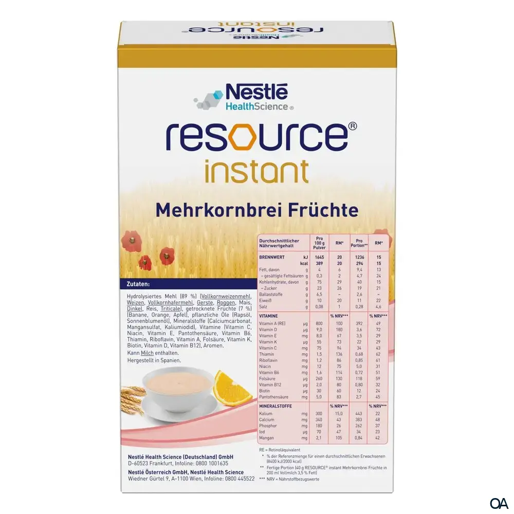 Nestle resource® instant Mehrkornbrei Früchte 520g Nestle resource® instant Mehrkornbrei Früchte 520g