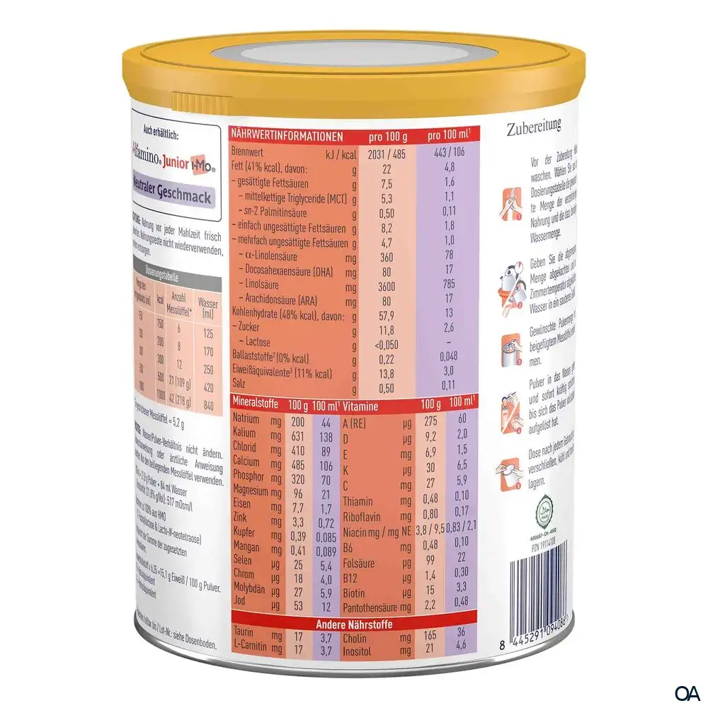 Alfamino® Junior HMO® Vanille Pulver 400 g Alfamino® Junior HMO® Vanille Pulver 400 g