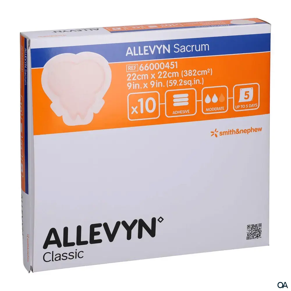 ALLEVYN SACRUM Haftender hydrozellulärer Schaumverband steril, 22 x 22 cm