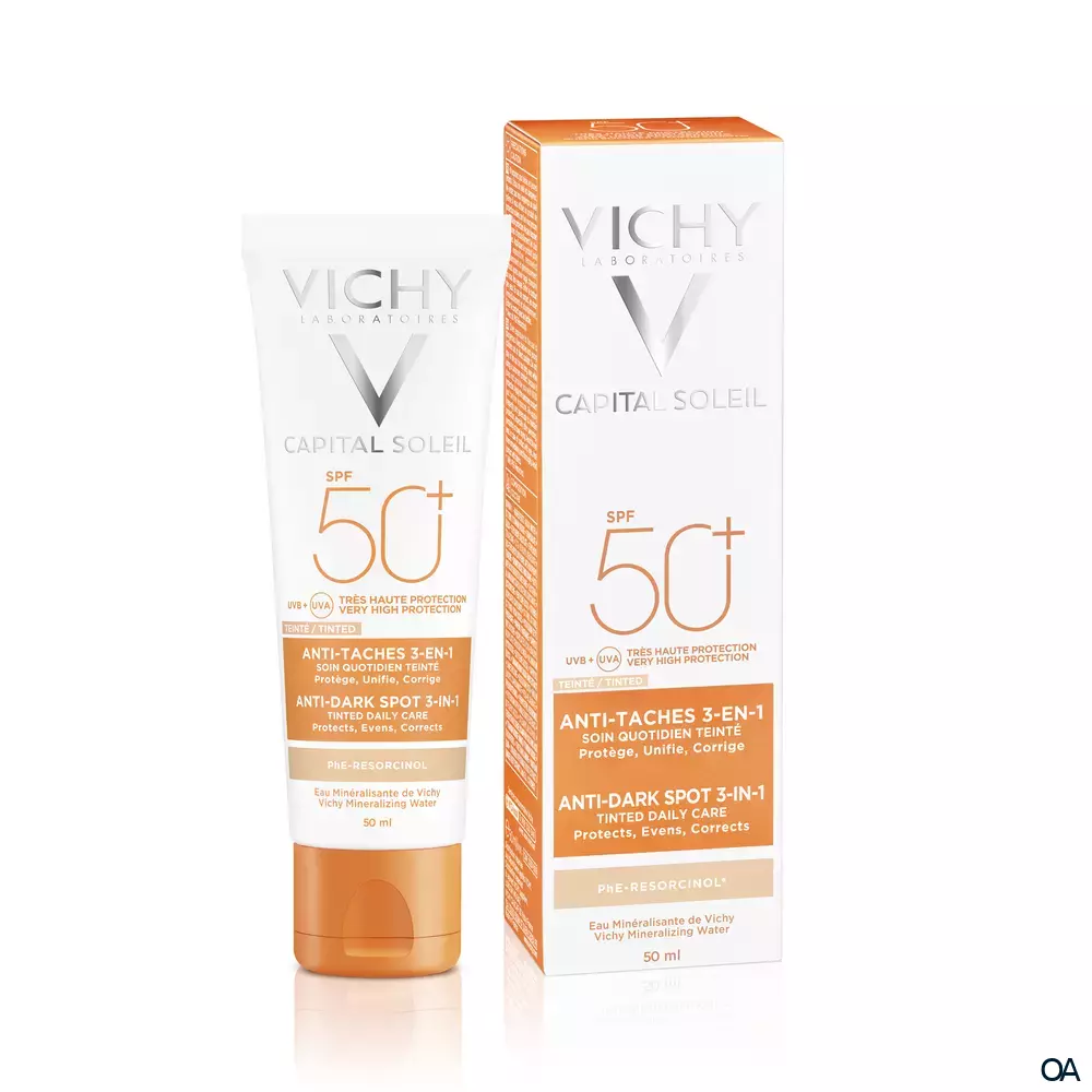 VICHY Idéal Soleil 3-in-1 getönte Sonnen-Pflege LSF 50+ Anti-Pigmentflecken