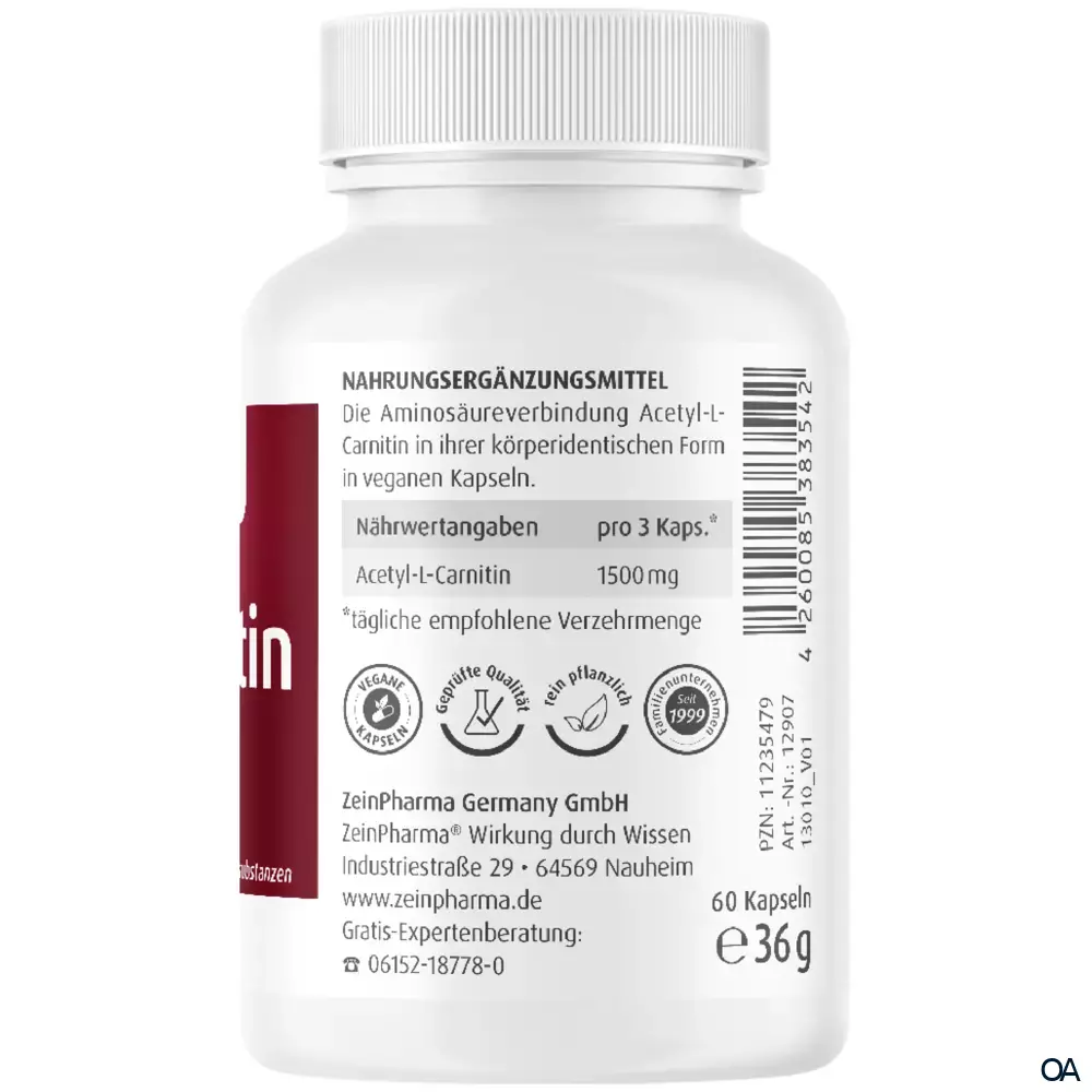 ZeinPharma Acetyl-L-Carnitin Kapseln 500 mg ZeinPharma Acetyl-L-Carnitin Kapseln 500 mg