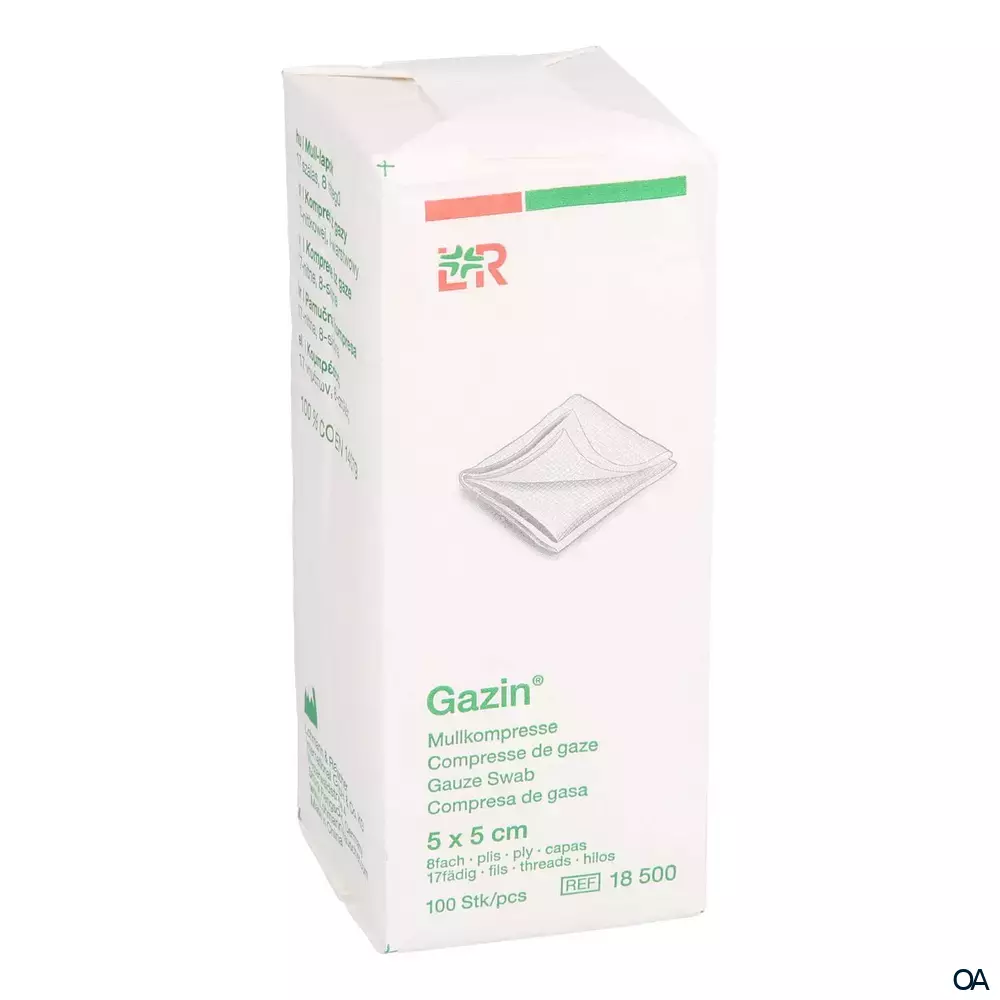 Gazin® Mullkompressen unsteril, 17-fädig, 8-fach, 5 x 5 cm