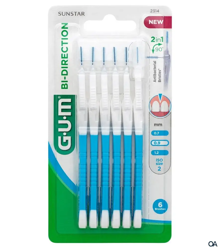 GUM® BI-DIRECTION Interdentalbürsten Kerze - ISO 2 - Ø 0,9 mm - Hellblau