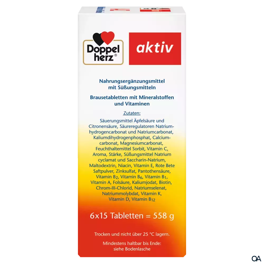 Doppelherz aktiv A-Z Brausetabletten Multivitamin + Mineralien, 6 x 15 Stück