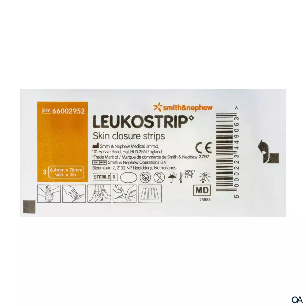 LEUKOSTRIP Wundnahtstreifen 6,4 x 76 mm, 1 x 3 Stück