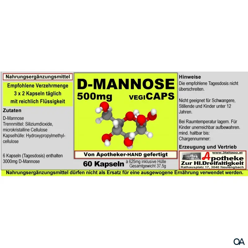 D-Mannose 500 mg Vegi-Kapseln D-Mannose 500 mg Vegi-Kapseln