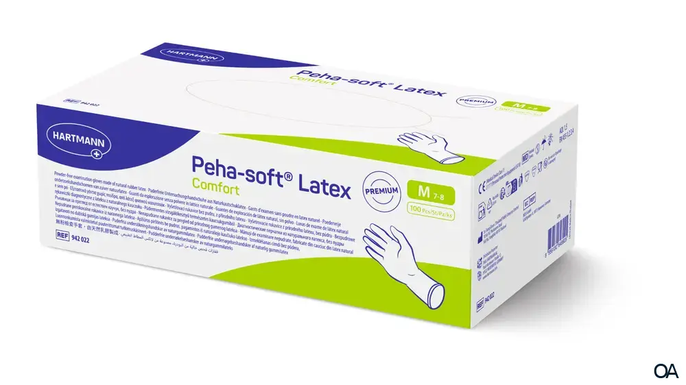Peha-soft® Latex Comfort Untersuchungshandschuhe, unsteril, puderfrei - Größe M