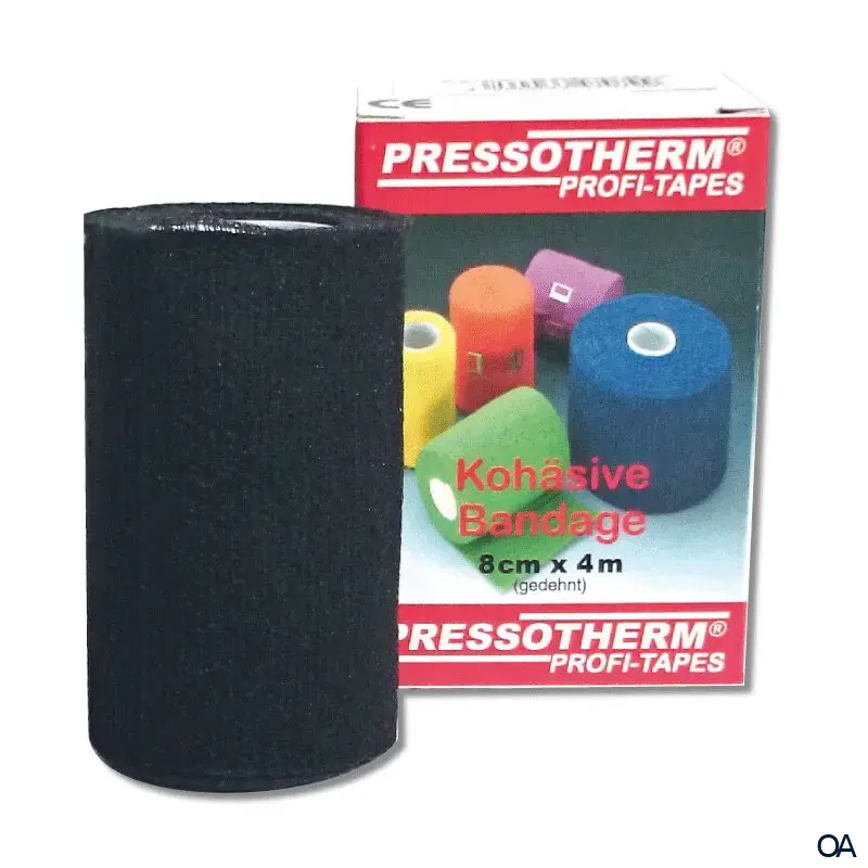 Pressotherm® Bandage Kohäsive Elastische Fixierbinde 8 cm x 4 m - Schwarz