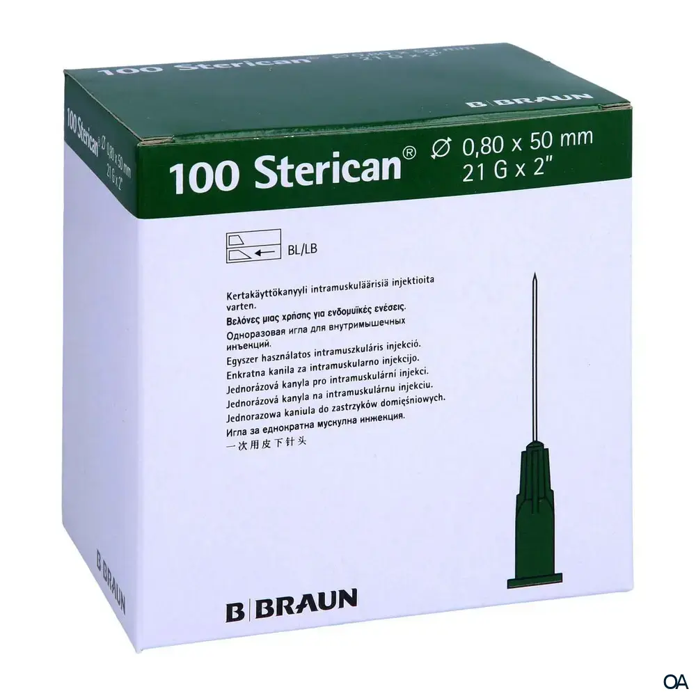 Sterican® Einmalkanülen Intramuskulär mit Langschliff, G21 x 2", Ø 0,80 x 50 mm, grün