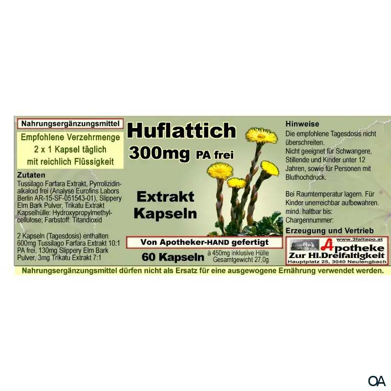 Huflattich 300 mg Extrakt Kapseln (PA-frei)
