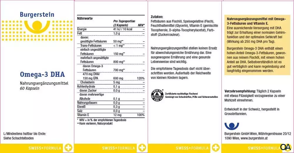 Burgerstein Omega-3 DHA Kapseln Burgerstein Omega-3 DHA Kapseln