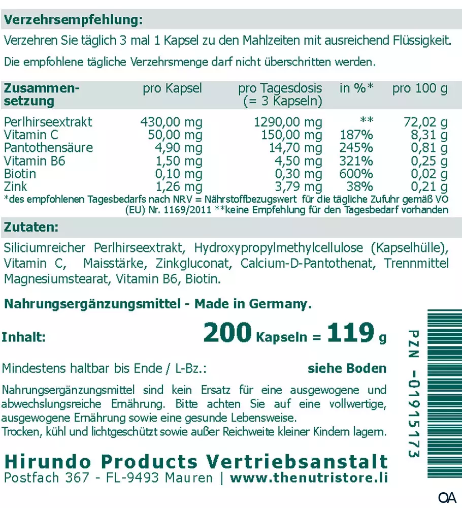 The Nutri Store Perlhirse Kapseln The Nutri Store Perlhirse Kapseln