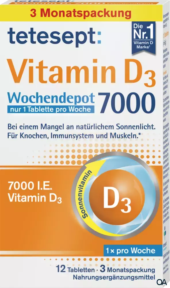 tetesept Vitamin D3 7000 Wochendepot Tabletten tetesept Vitamin D3 7000 Wochendepot Tabletten