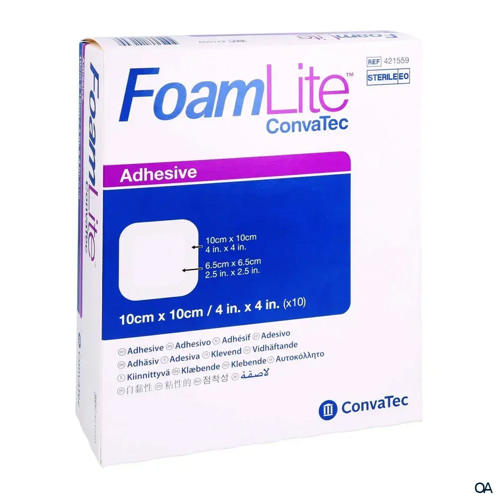 ConvaTec FoamLite Adhesive Schaumverband steril, 10 x 10 cm