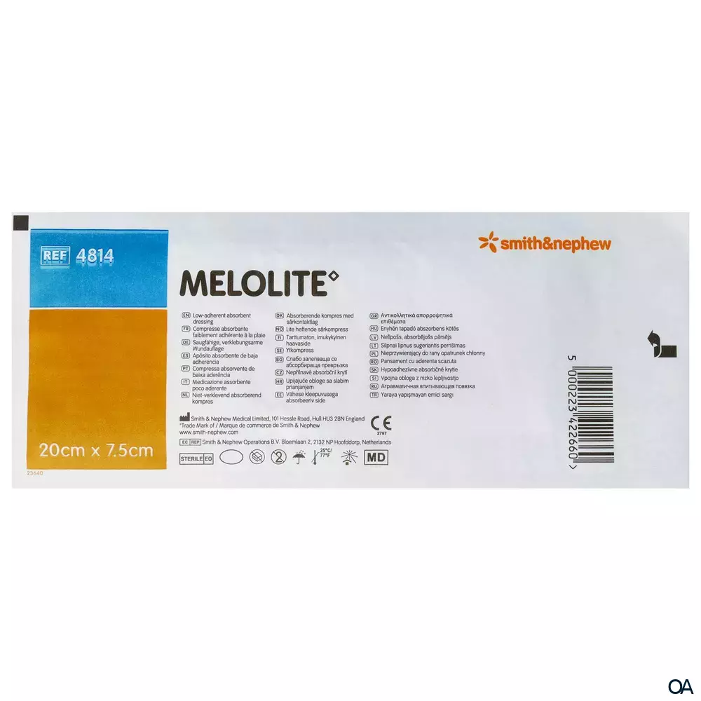 MELOLITE nicht haftende Wundauflage steril, 7,5 x 20 cm