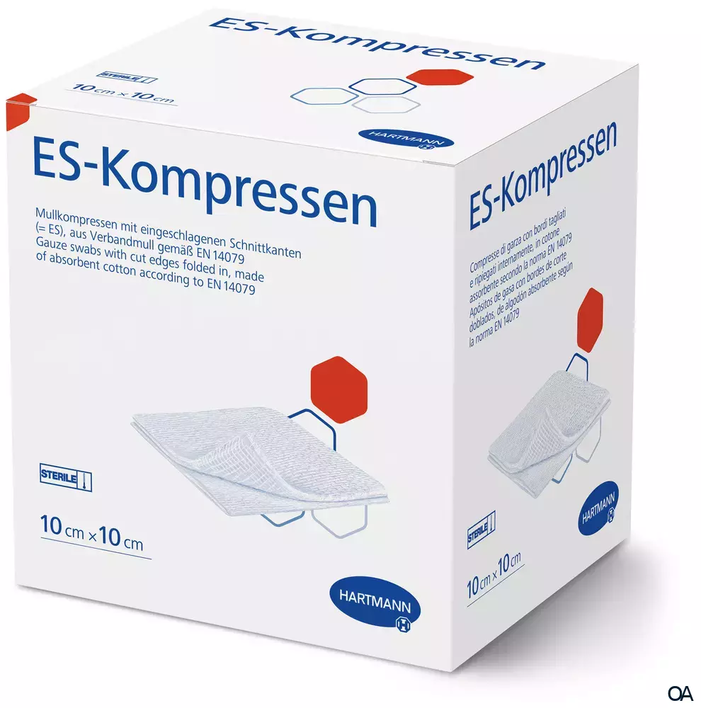ES-Kompressen 8fach, steril eingesiegelt zu 2 Stück, 10 x 10 cm