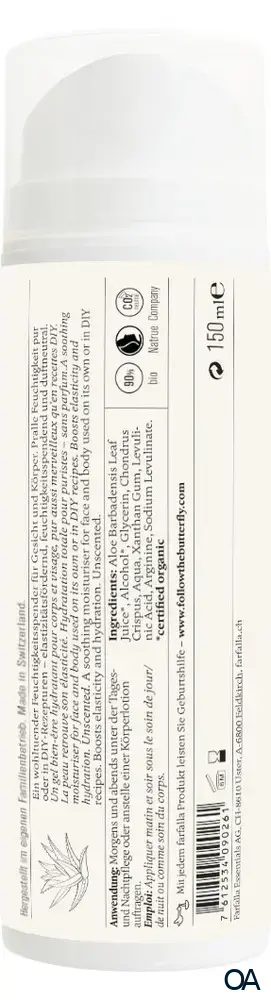 Farfalla Aloe Vera, Feuchtigkeitsspendendes Allover-Gel, Feuchtigkeit