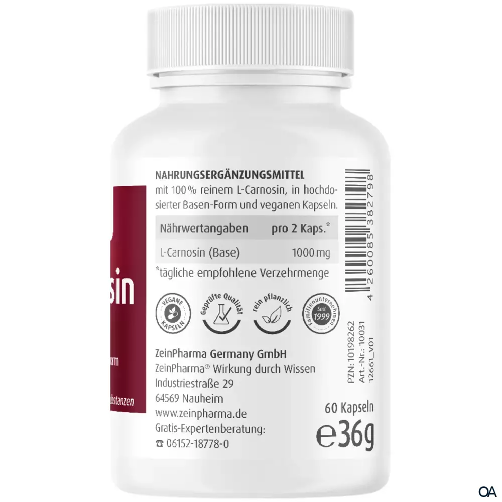 ZeinPharma L-Carnosin 500 mg Kapseln ZeinPharma L-Carnosin 500 mg Kapseln