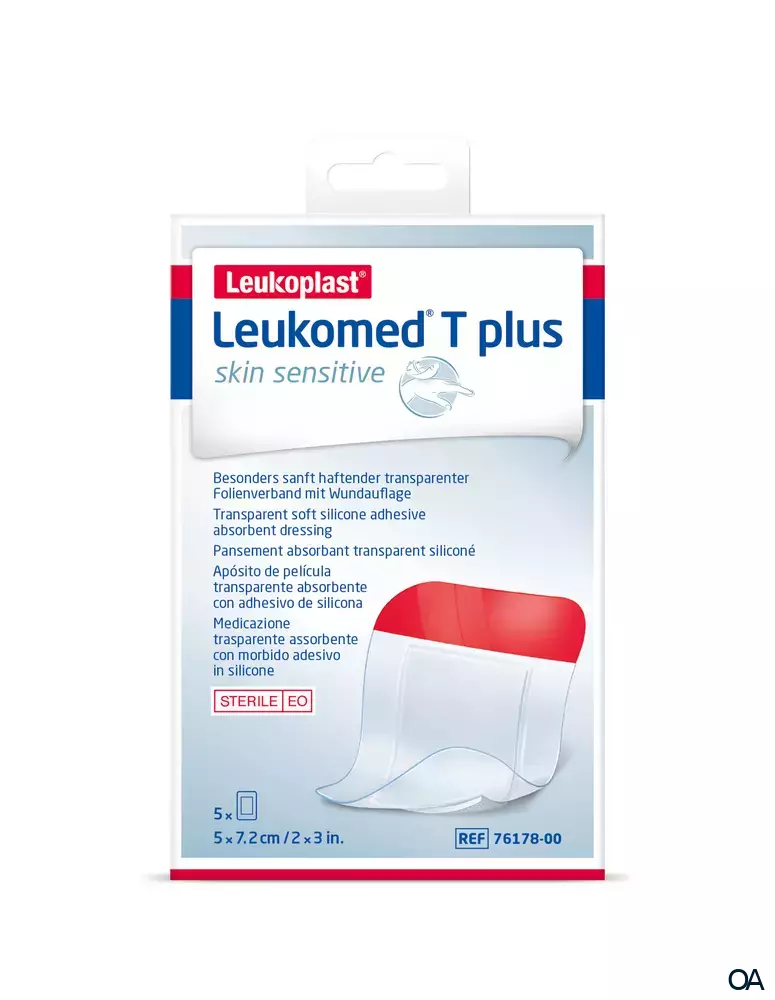 Leukomed ® T plus skin sensitive transparenter Folienverband mit Wundauflage 5 x 7,2 cm